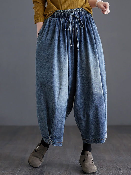 Women Summer Casual Washed Wide-leg Denim Pants CO1020 Ada Fashion