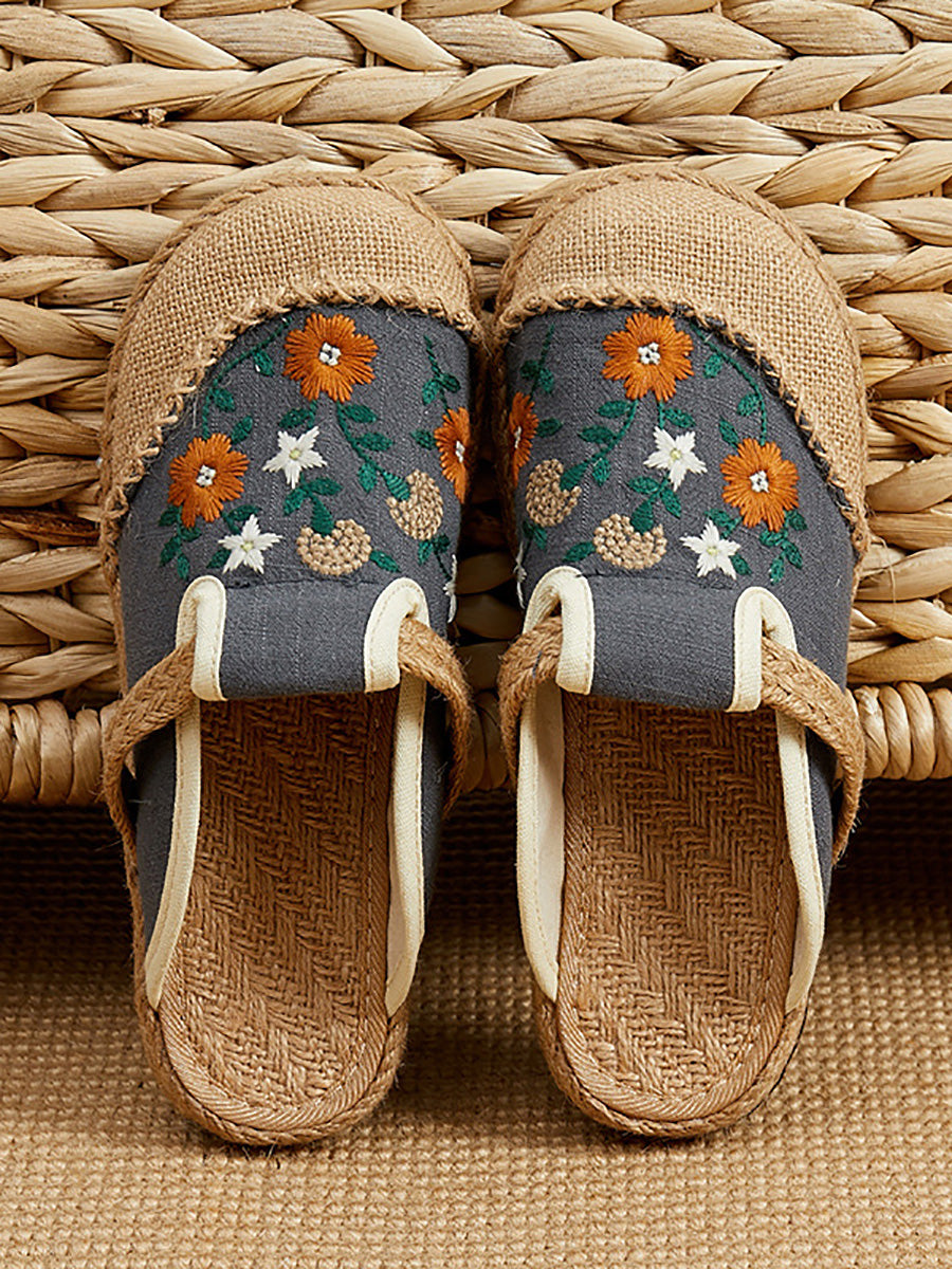 Women Summer Ethnic Flower Embroidery Slippers CC050 TACH