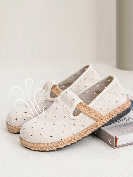 Summer Out Flat Hollow Shoes Casual Cotton Women FashionChic