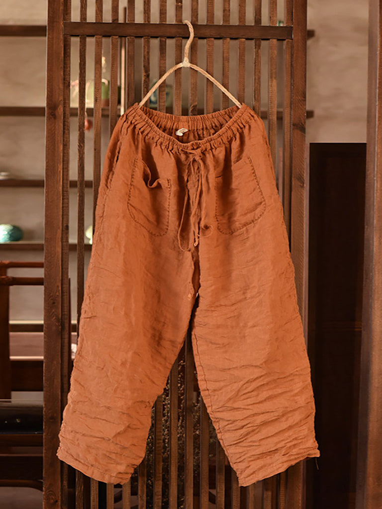 Plus Size Women Summer Vintage Linen Harem Pants OO1054 QYMM