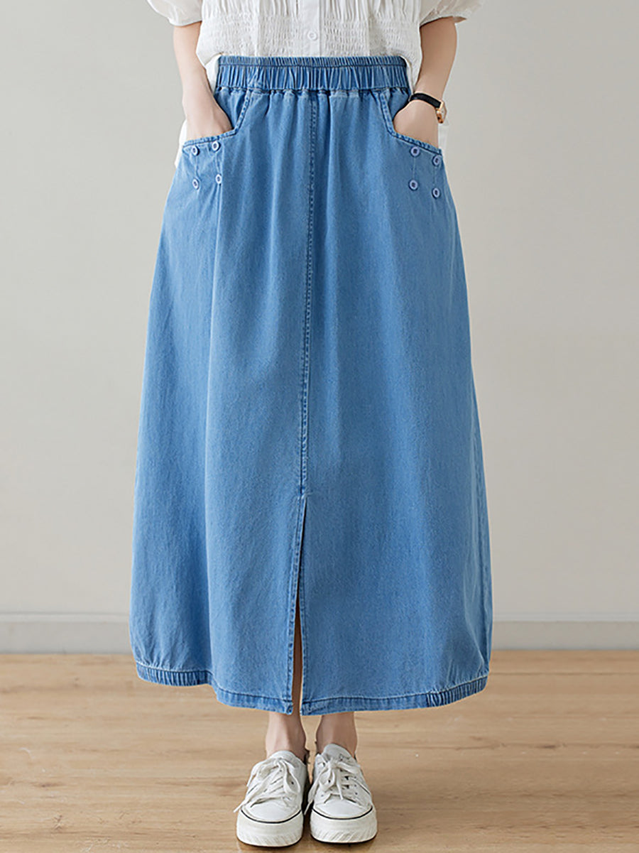 Women Summer Casual Solid Denim Skirt II1048 ZMFS