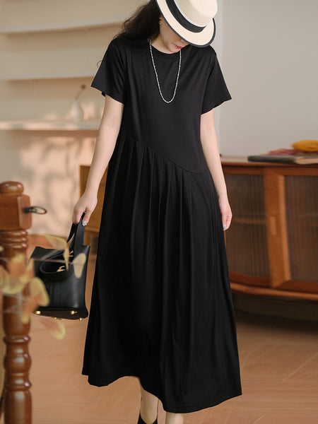 Plus Size Women Summer Solid Casual Cotton Dress PA1012 Ada Fashion