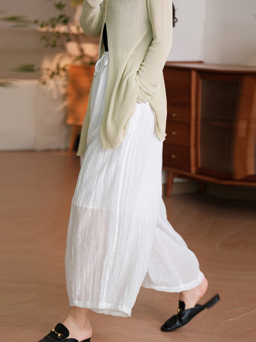 Plus Size Women Casual Solid Summer Linen Harem Pants SC1034 Ada Fashion