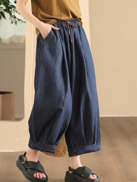 Women Summer Casual Solid Denim Loose Harem Pants FD003 ZMMM