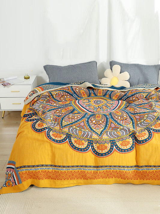 6 Layer Cotton Flower Nap Bedcover Sofa Blanket AT1010 BUYKUD