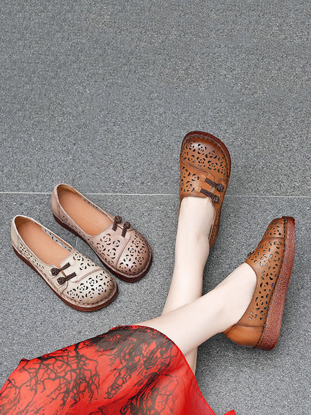 Hollow Women Out Shoes Low Heel Summer Ethnic FashionChic