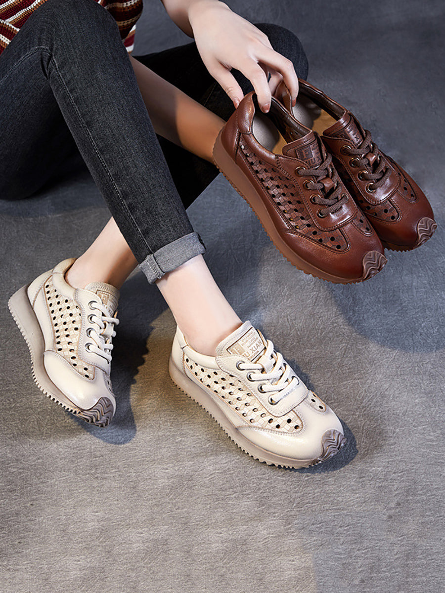 Women Summer Genuine Leather Cutout Platform Shoes CV1034 Ada Fashion