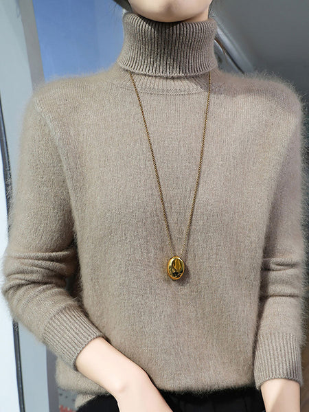 Women Autumn Casual Turtleneck 100%Wool Soft Sweater BA1060 Genistyle Shop