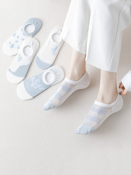 5 Pairs Women Summer Thin Short Socks II1015 BUYKUD