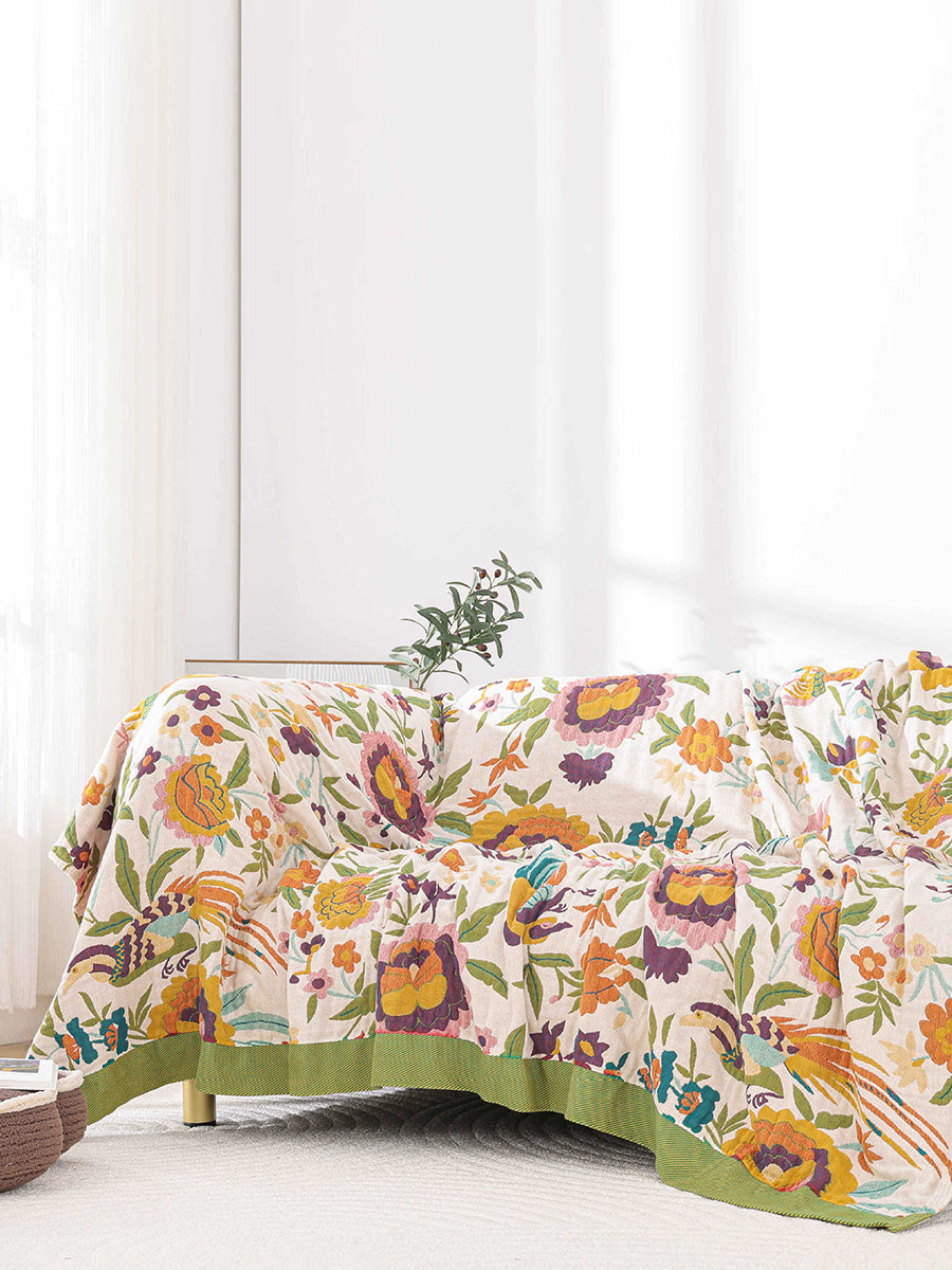 Multi-layer Cotton Flower Jacquard Bedcover Sofa Blanket FD026 BUYKUD