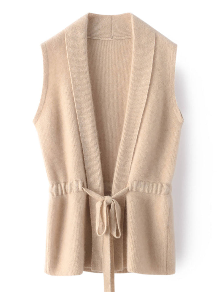 Women Casual Wool Solid V-Neck Strap Knit Vest AX1029 Genistyle Shop