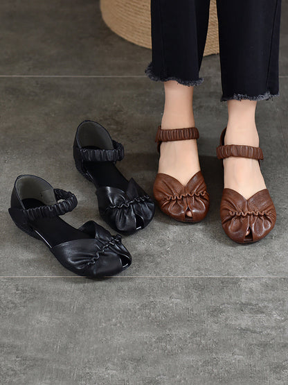 Women Summer Solid Artsy Leather Low-Heel Shoes UI1021 Ada Fashion