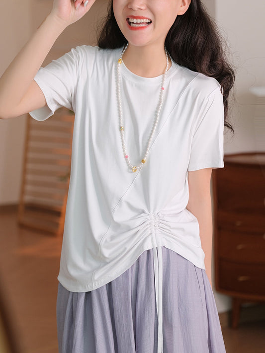 Women Summer Casual Solid Strap Cotton Shirt AA1037 Ada Fashion