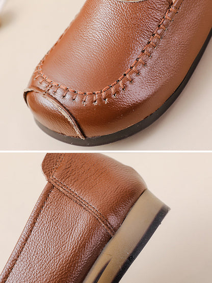 Women Summer Soft Leather Solid Stitching Flat Shoes PP1031 BC