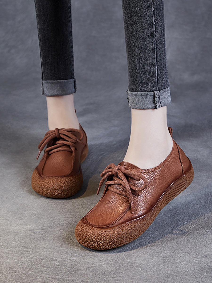 Women Casual Autumn Soft Leather Strap Flat Shoes AI1026 ZMM