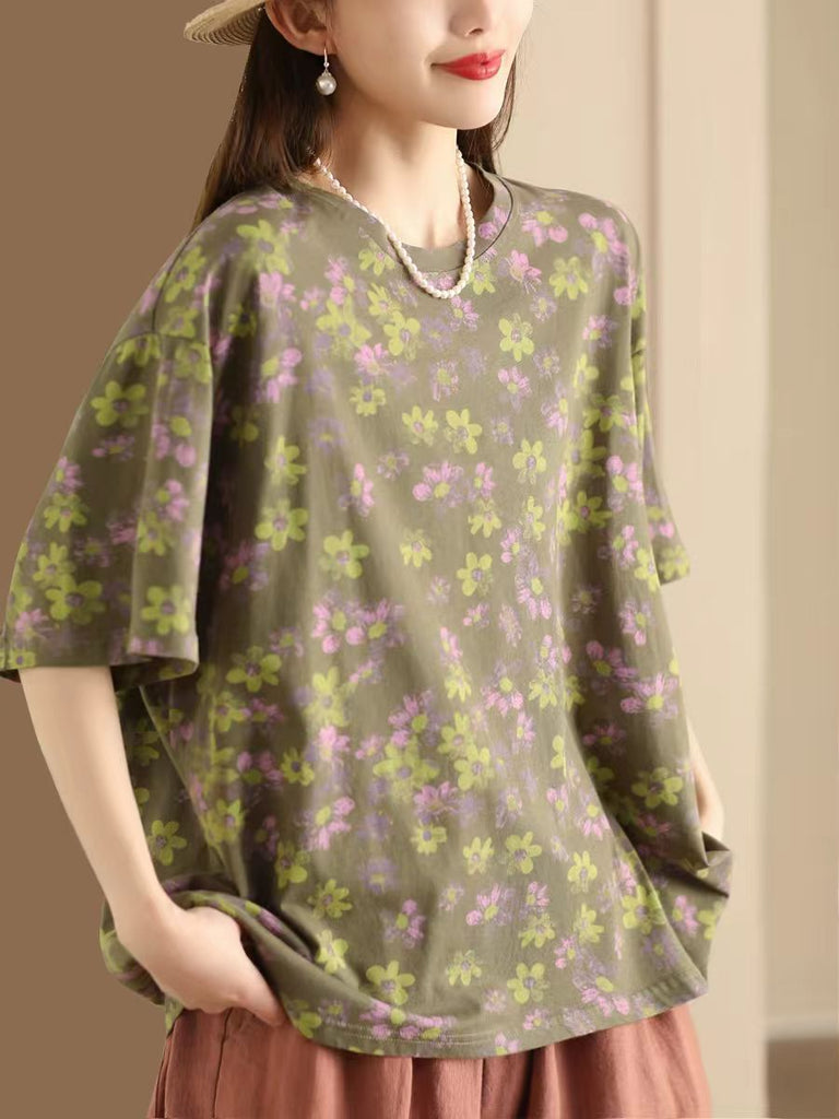 Women Casual Summer Floral Cotton Shirt AA1035 Ada Fashion