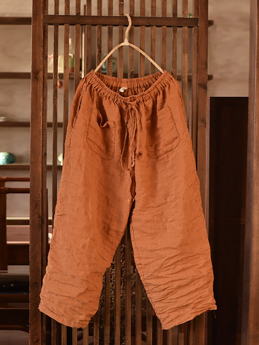 Women Summer Vintage Ramie Harem Pants BN1008 Ada Fashion