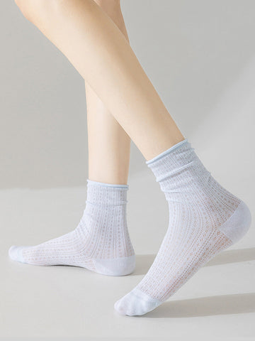 6 Pairs Woen Solid Thin Cotton Socks CX002 BUYKUD