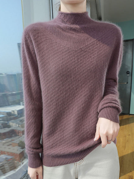 Women Autumn Half Turtleneck Wool Warm Knit Sweater AV1008 Genistyle Shop