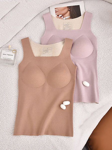 Women Seamless Winter Solid Warm Withe Bra Pad Base AV1035 Genistyle Shop