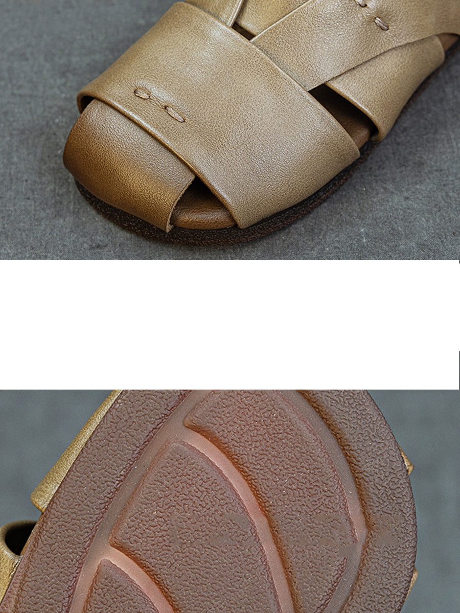 Vintage Flat Women Genuine Leather Sandals FashionChic