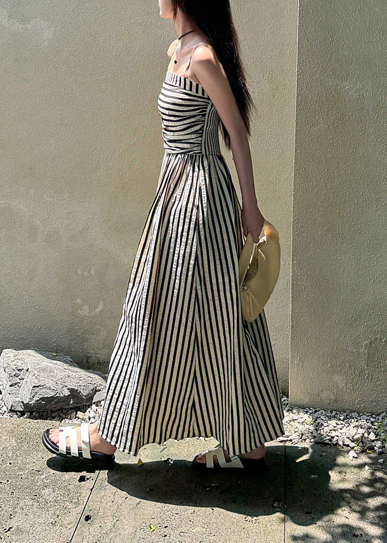 Holiday Style Black Striped Spaghetti Strap Dress Summer EE038 shopify