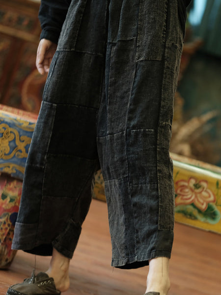 Women Vintage Spliced Summer Wide-leg Pants TY1010 Ada Fashion