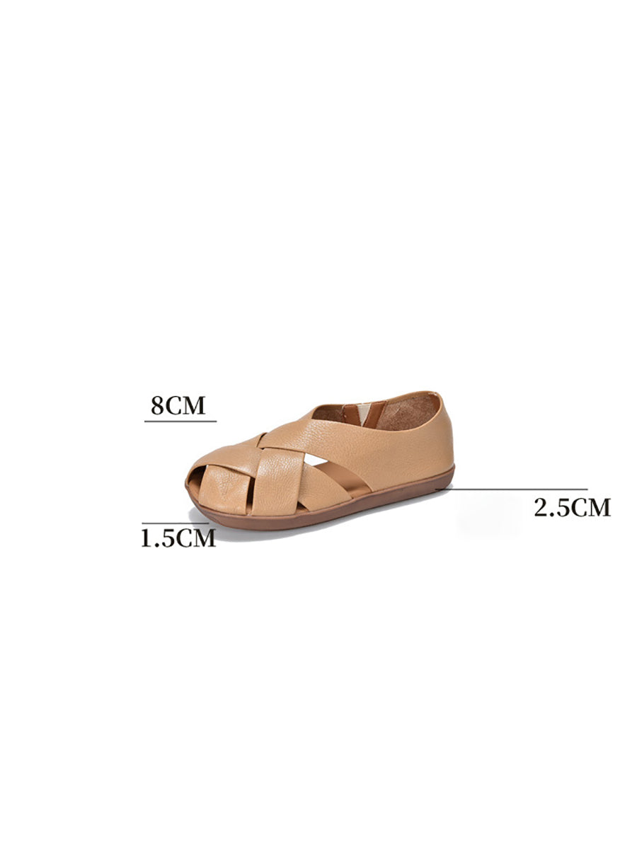 Women Summer Soft Leather Solid Flat Sandal WE1009 Ada Fashion