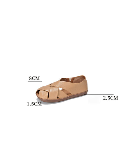 Women Summer Soft Leather Solid Flat Sandal WE1009 Ada Fashion