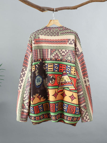 Women Ethnic Spring Knitted Cardigan Sweater SC1054 Ada Fashion