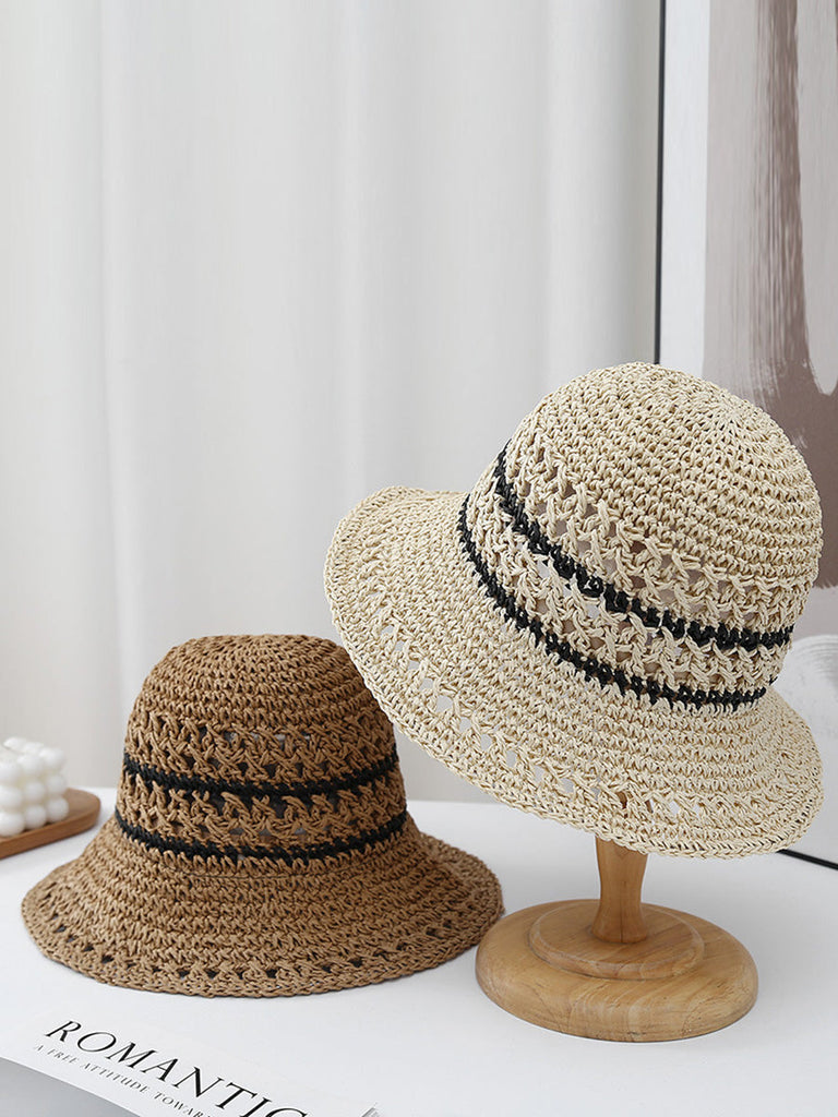 Women Casual Stripe Straw Weave Sunproof Hat CX021 NKMZ