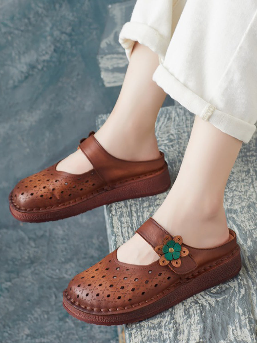 Women Summer Retro Leather Cutout Shoes BN1031 Ada Fashion