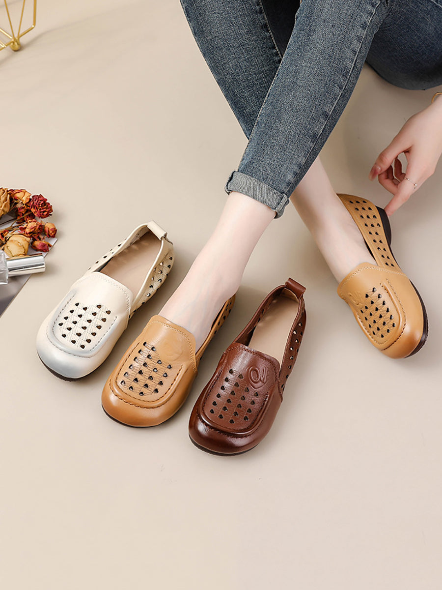 Women Summer Casual Cutout Genuine Leather Shoes OO1020 BC