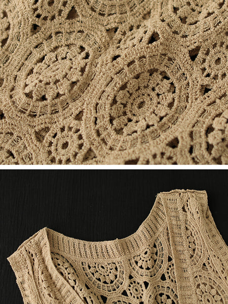 Women Artsy Knitted Cutout V-Neck Vest AS1046 Ada Fashion