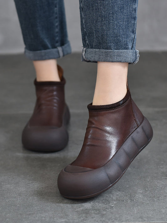 Women Vintage Autumn Soft Leather Platform Boots AS1017 TZTJ