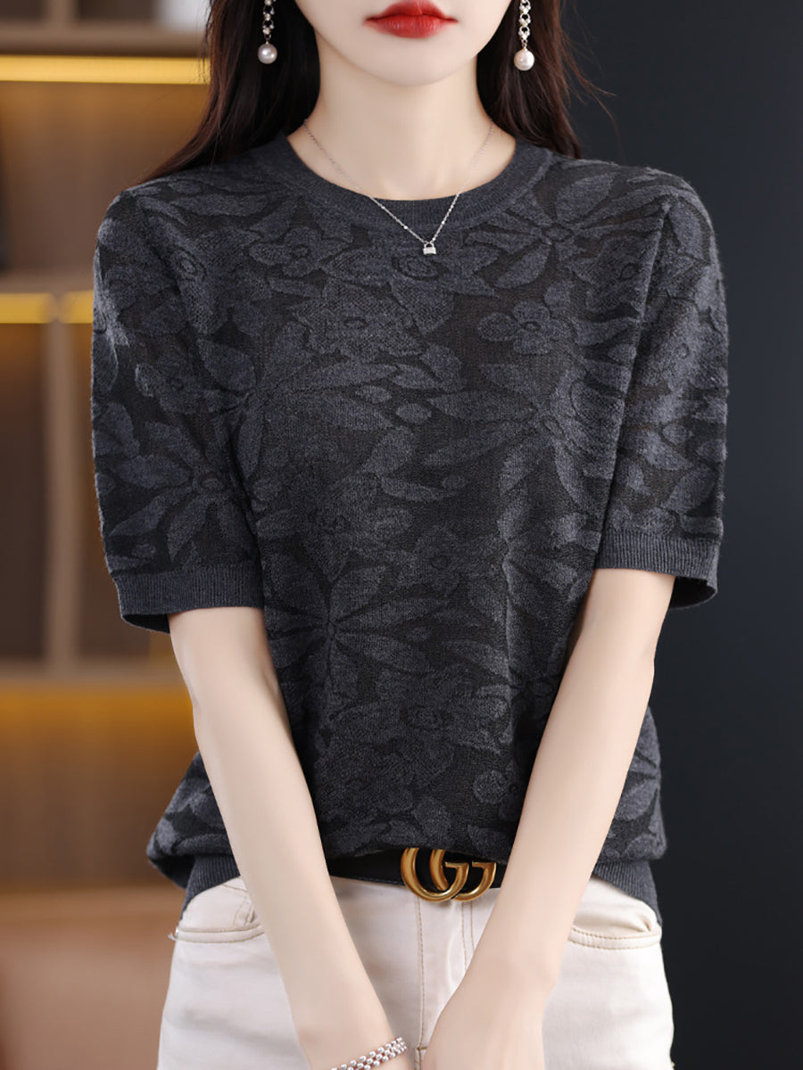 Women Summer Casual Flower Knitted Pullover Shirt WE1019 Ada Fashion