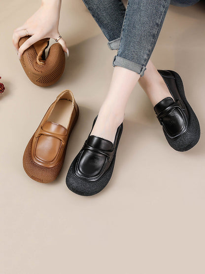 Women Casual Summer Soft Leather Solid Flat Shoes AT1056 BC