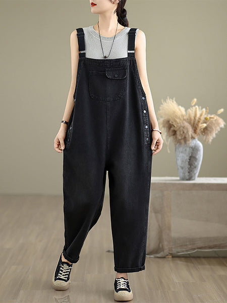 Denim Women Jumpsuits Loose Color Summer Casual Pure FashionChic