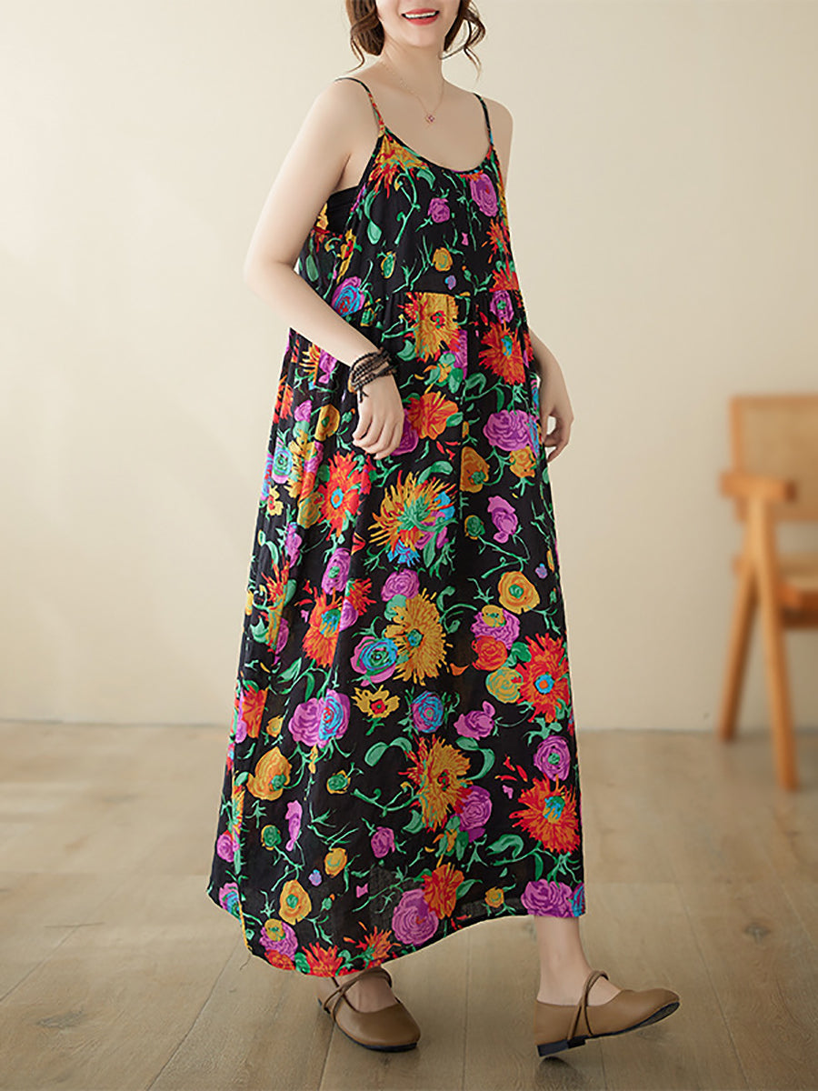 Women Artsy Summer Flower Loose Vest Dress PA1020 Ada Fashion