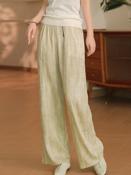 Women Summer Casual Solid Straight Linen Pants OP1055 ZMMM
