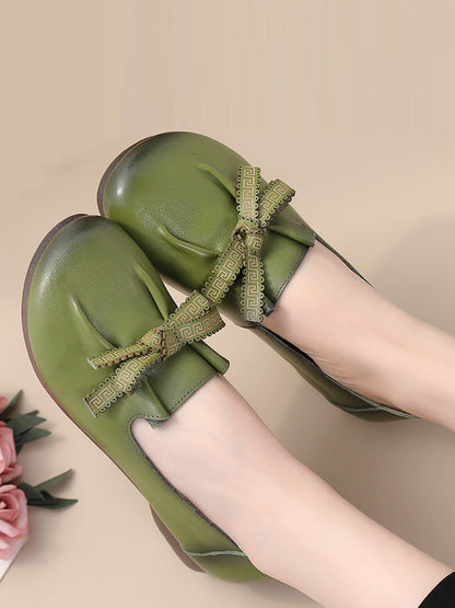 Women Summer Solid Bowknot Spliced Leather Shoes RR1049 BC