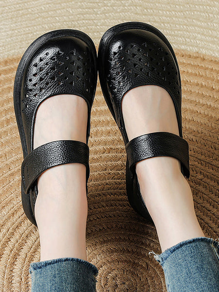 Shoes Leather Platfrom Out Vintage Hollow Women Summer FashionChic