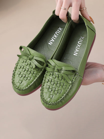 Women Summer Casual Solid Soft Leather Weave Flat Shoes FG1019 Ada Fashion