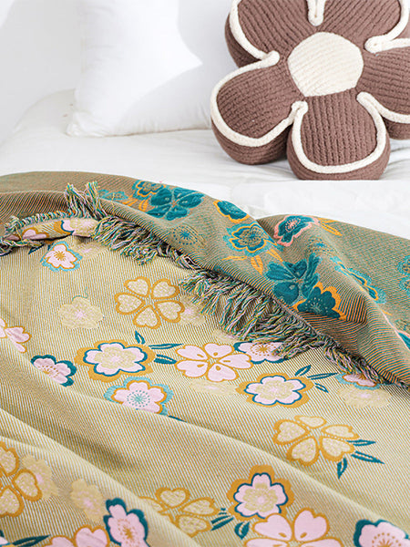 100% Cotton Flower Jacquard Bedcover Sofa Blanket FD007 TJRR