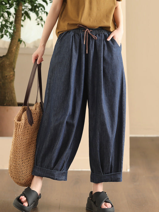 Women Summer Casual Solid Denim Loose Harem Pants FD003 ZMMM