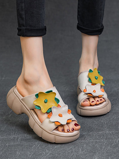 Women Summer Leather Spliced Star Platform Sandal TY1033 Ada Fashion