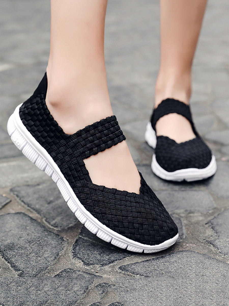 Women Summer Casual Colorblock Weave Flat Shoes RR1017 SADAF