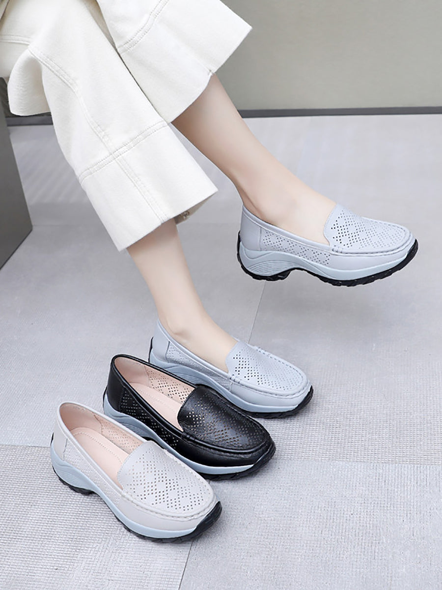 Women Summer Casual Leather Cutout Platform Shoes SC1039 Ada Fashion