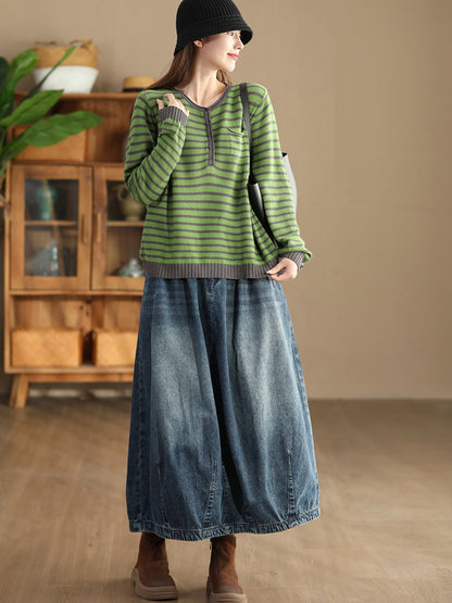 Women Autumn Casual Solid Back Hem Split Denim Skirt AT1005 BK