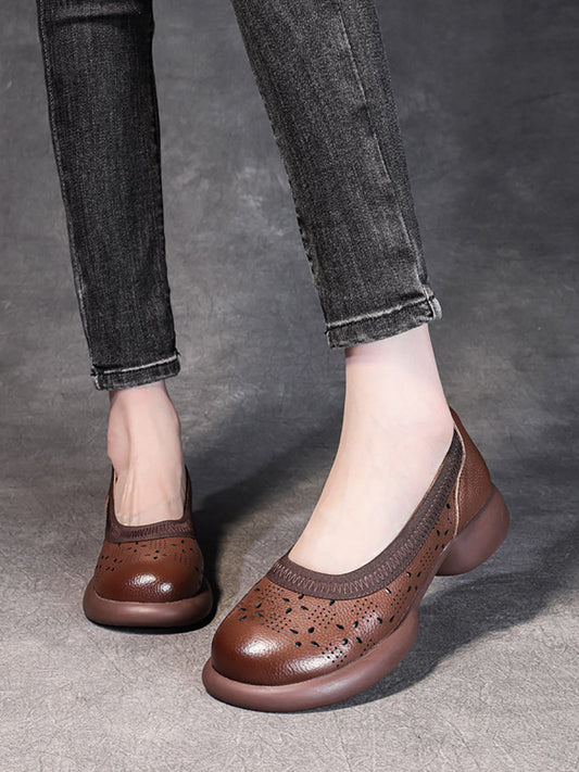 Women Summer Casual Genuine Leather Solid Low Heel Shoes II1024 ANSY